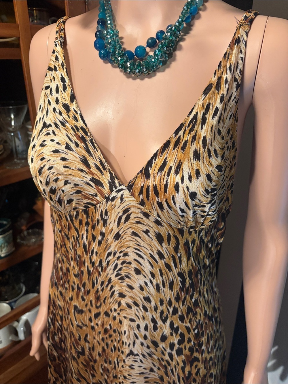 70s Vintage Leopard Print Slip Maxi Dress Sexy Nightgown Dress Size Small 2/4 - Picture 11 of 16